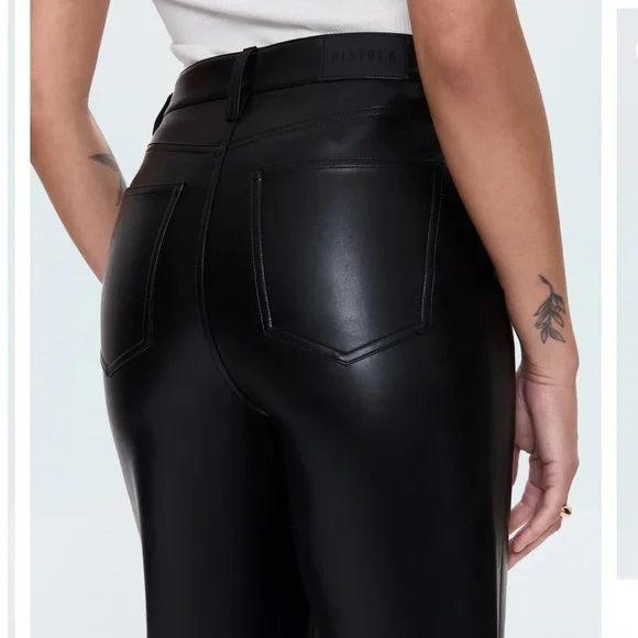 PISTOLA Black faux Leather pants Size 24 - Picture 3 of 11